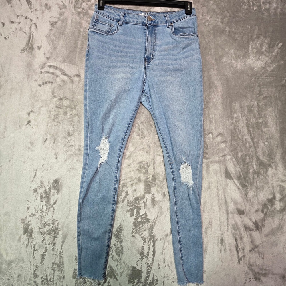 Refuge Miami Women High Rise Super Skinny Distressed Jeans Light Wash Size 11